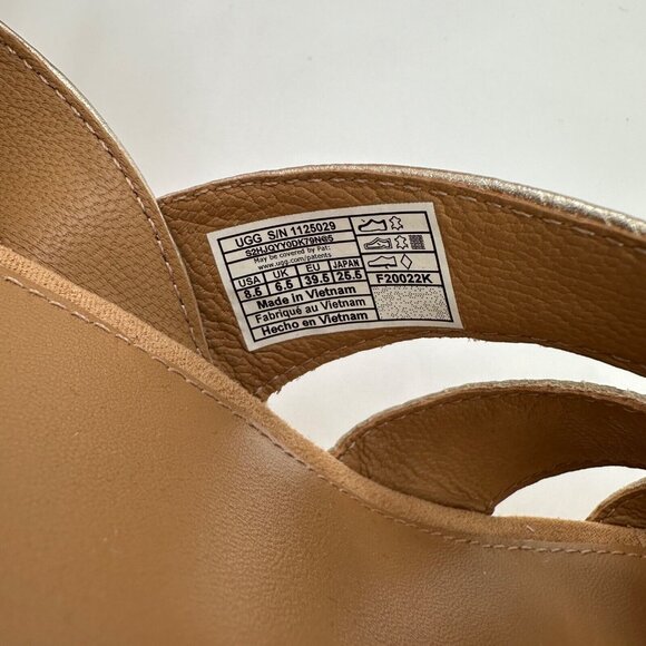 UGG Women's Careena Wedge Espadrille Sandals size 8.5 Gold Pigment Ankle Strap - Picture 8 of 13